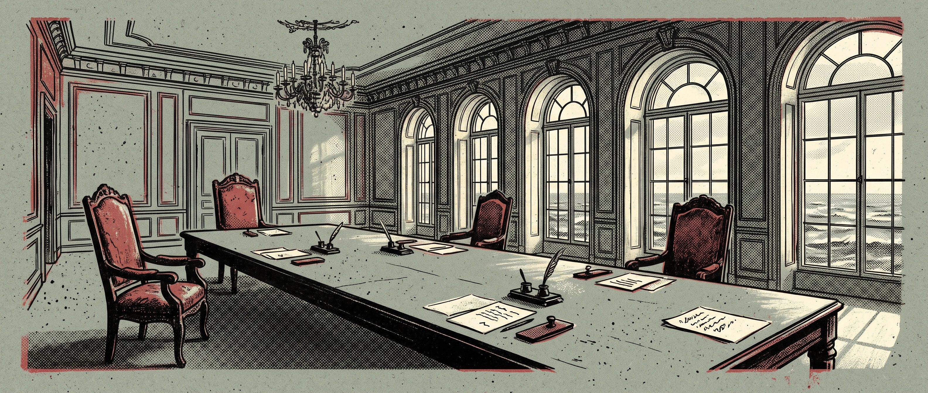 A room at Yalta, three armchairs.